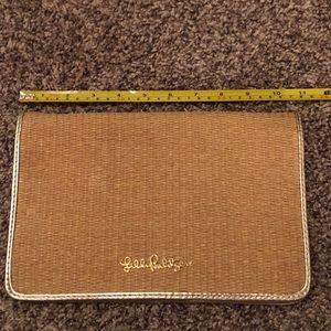 Lilly Pulitzer Gold and Straw Clutch